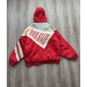 Vintage 90's Logo 7 Ohio State University NCAA Red White Nylon Jacket Full Zip